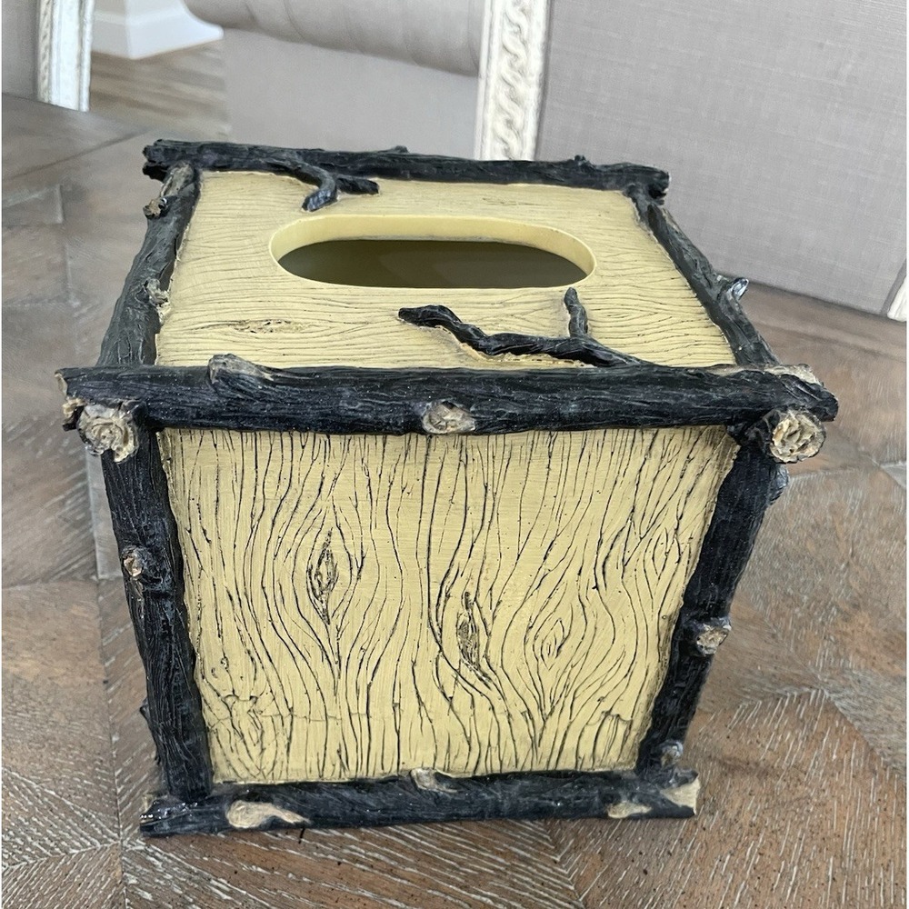 Saranac Lodge Cabin Vanity‎ Wilderness Tissue Cube Cover Heavy Resin